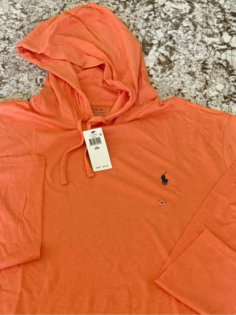Polo Ralph Lauren Men’s 3XB Orange Hooded T-Shirt Big Tall Cotton NWT